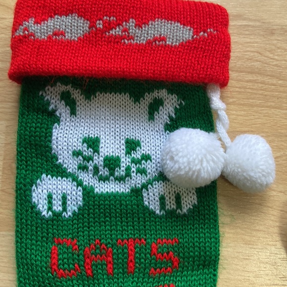 Vintage Christmas cat items- stocking and candle holder - Picture 6 of 9